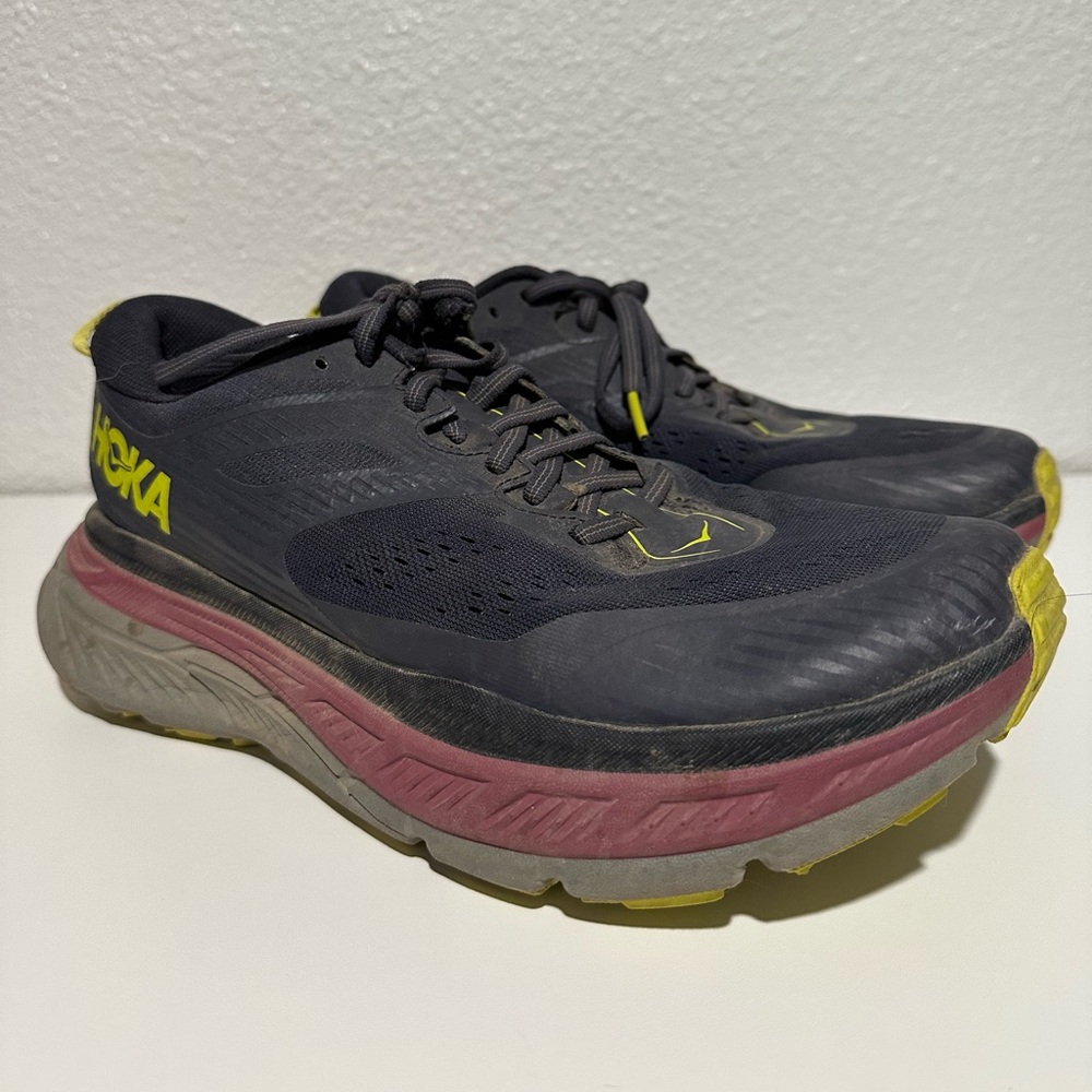 Hoka Charcoal and Lime Athletic Shoes